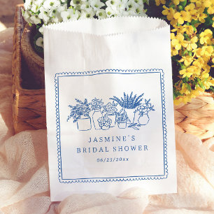 Flower Market Hand Drawn Bridal Shower Thank You Favour Bag