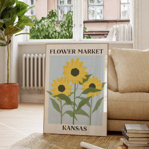 Flower Market Kansas Yellow Sunflower Floral Poster