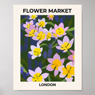 Flower Market London Botanical Poster