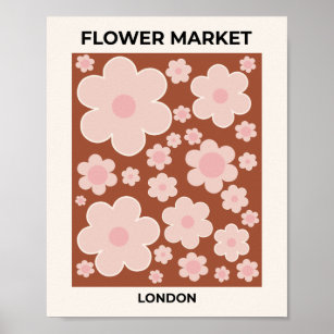Flower Market London Retro Flower Terracotta Beige Poster