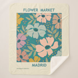 Flower Market Madrid Print Sherpa Blanket