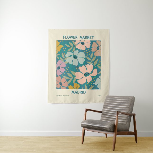 Flower Market Madrid Print Tapestry (In Situ)