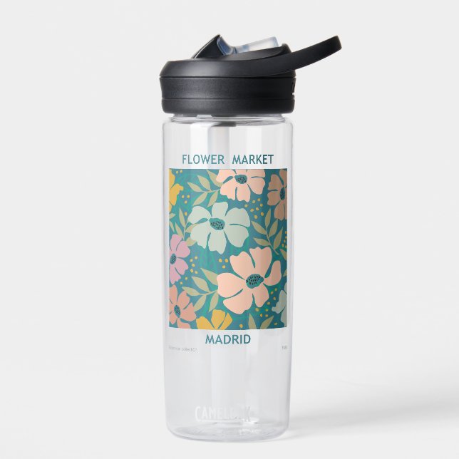 Flower Market Madrid Print Water Bottle (Left)