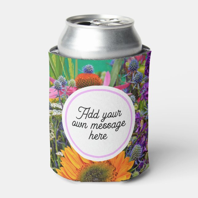 Flower Market Photo Custom Text Can Cooler (Can Front)
