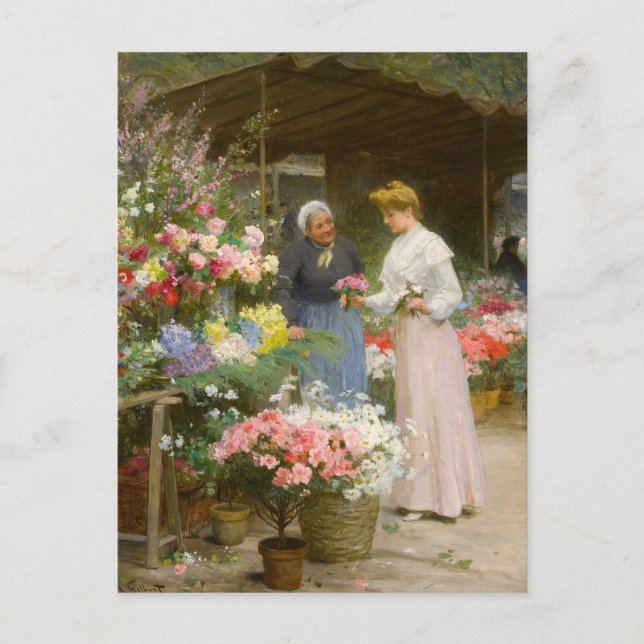 Flower Market | Victor Gabriel Gilbert Postcard (Front)