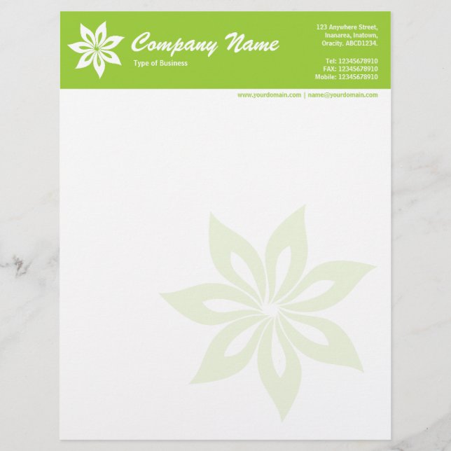 Flower - Martian Green Letterhead (Front)