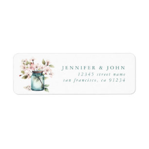 Flower Mason Jar Return Address Labels