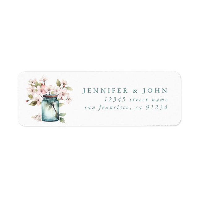 Flower Mason Jar Return Address Labels (Front)