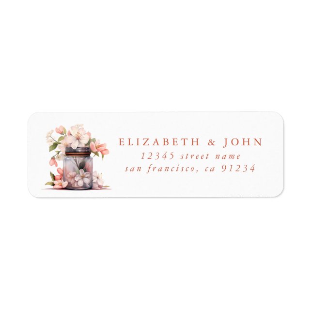 Flower Mason Jar Return Address Labels (Front)