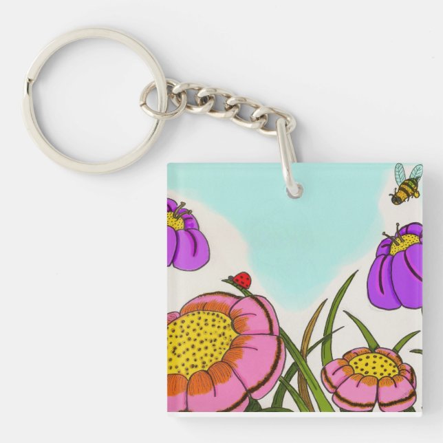 Flower Meadow Acrylic Keychain (Front)