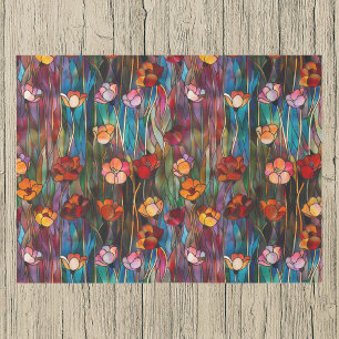 Flower Meadow Art Nouveau Faux Stained Glass  Tissue Paper