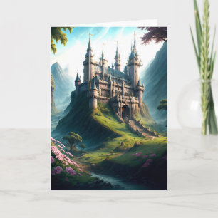 Flower Meadow Castle Folded Holiday Card