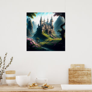 Flower Meadow Castle Poster