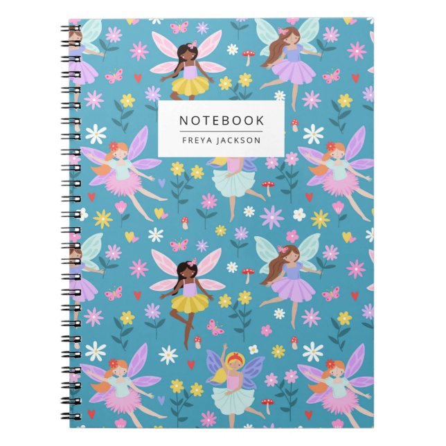 Flower Meadow Fairy Pattern Notebook (Front)