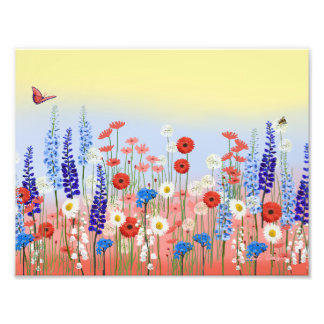Flower meadow garden wall art poster 