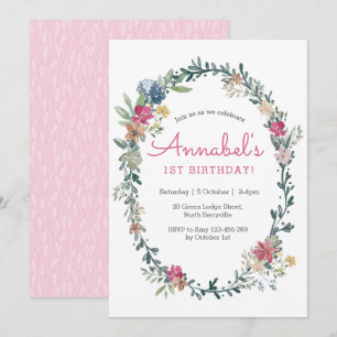Flower Meadow Invitation d'anniversaire