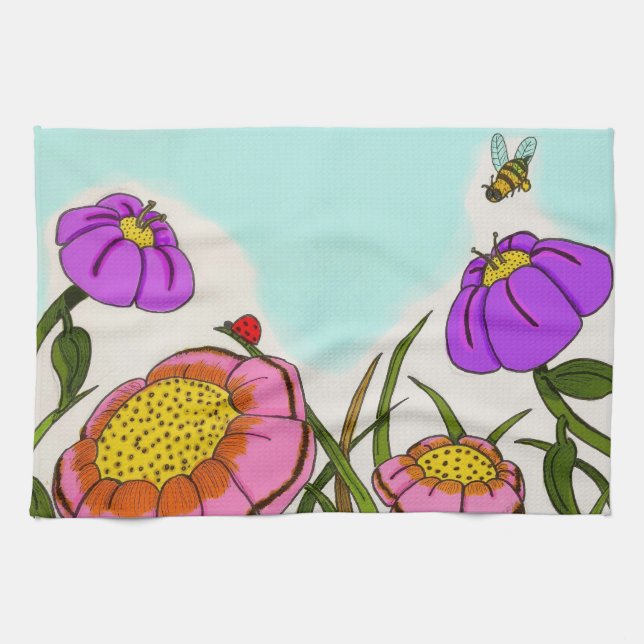 Flower Meadow Kitchen Towel (Horizontal)