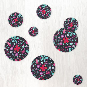 Flower Meadow Watercolor Dark Confetti