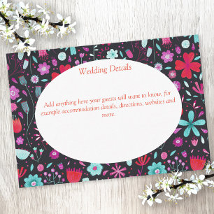 Flower Meadow Watercolor Dark Wedding Details Enclosure Card