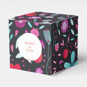Flower Meadow Watercolor Dark Wedding Favor Box