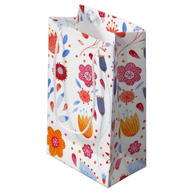 Flower Meadow Watercolor Small Gift Bag (Front Angled)