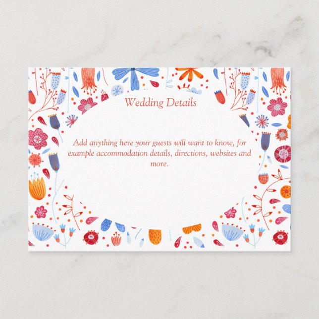 Flower Meadow Watercolor Wedding Details Enclosure Card (Front)