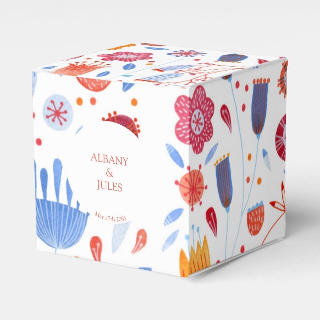 Flower Meadow Watercolor Wedding Favor Box (Front Side)
