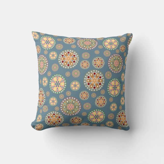 Flower Medallion Pattern Throw Pillow (Front)