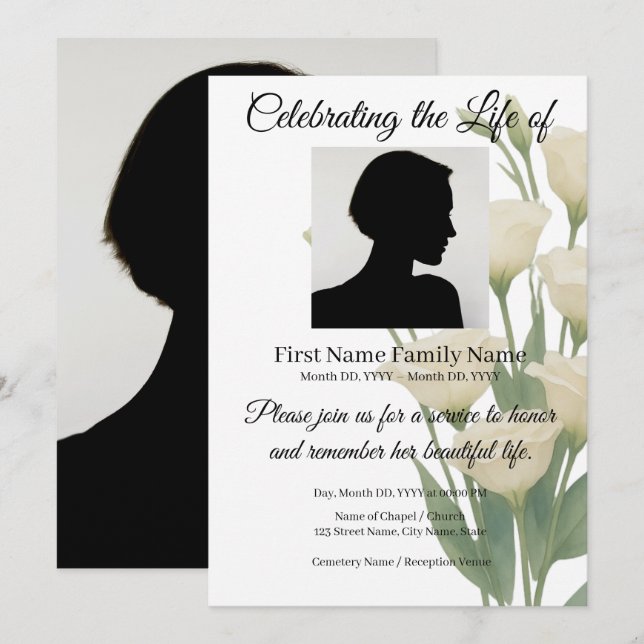 Flower memorial invitation  (Front/Back)
