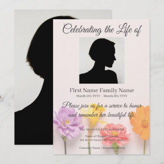 Flower memorial invitation
