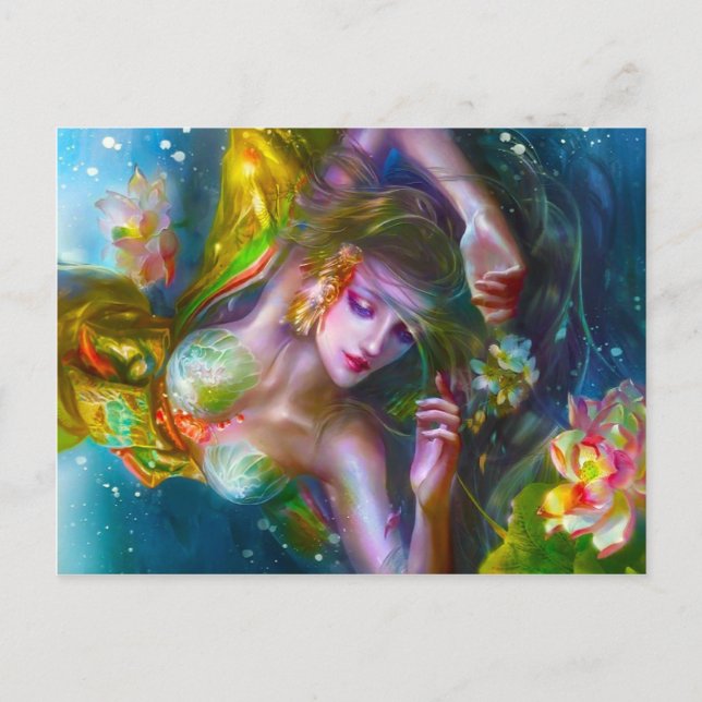 Flower Mermaid Postcard (Front)