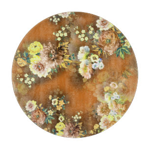 Flower Mix: Orange Background Cutting Board