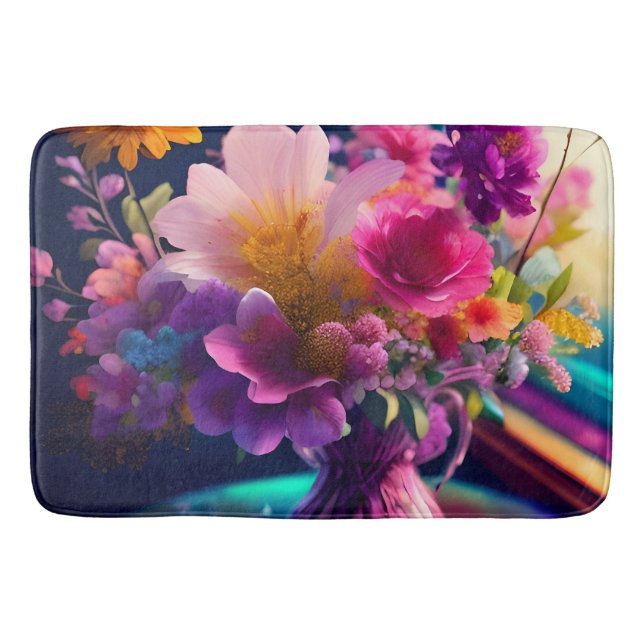 Flower Mix Vase 1 Bath Mat (Front)