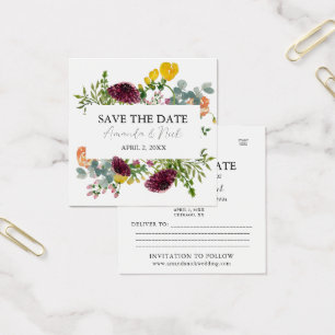 Flower modern elegant watercolor Save the Date 