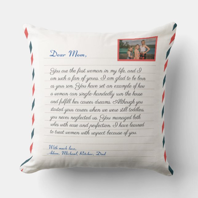 Flower Modern handwritten love mom grandma message Throw Pillow (Front)