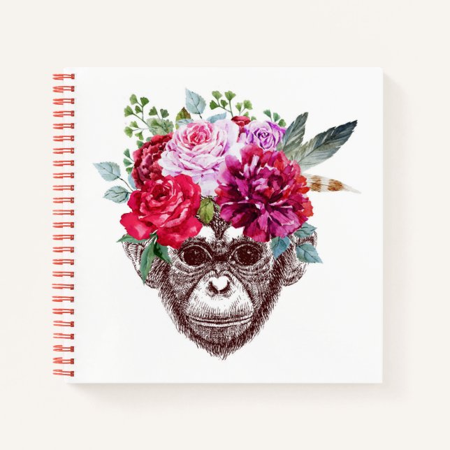 Flower Monkey Face Notebook (Front)