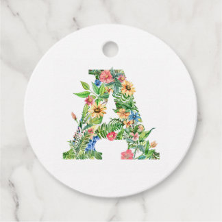 Flower Monogram A (Name Customizable) Favour Tags