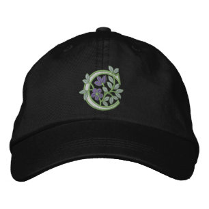 Flower Monogram Initial C Embroidered Hat
