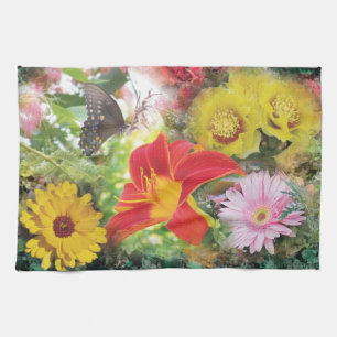 flower montage kitchen towel