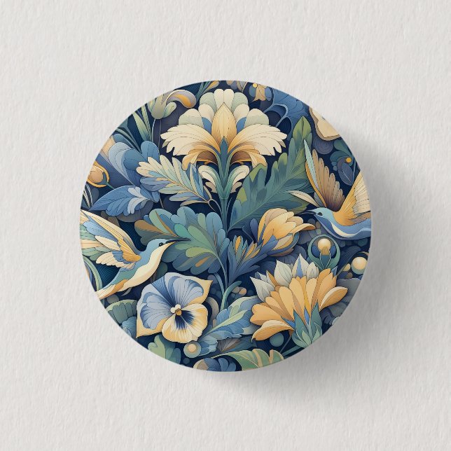 Flower Morris art 1 Inch Round Button (Front)