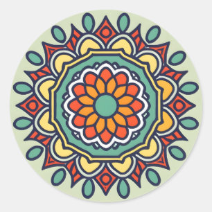 flower mosaic classic round sticker