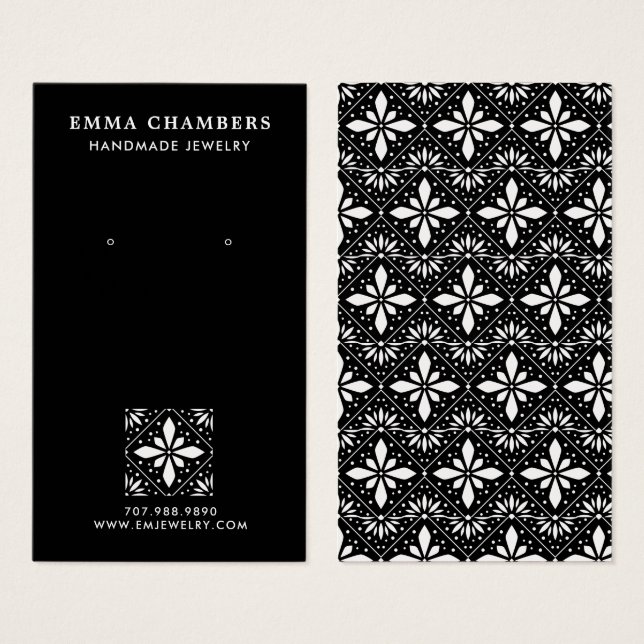 Flower Motif Black Earring Jewellery  (Front & Back)