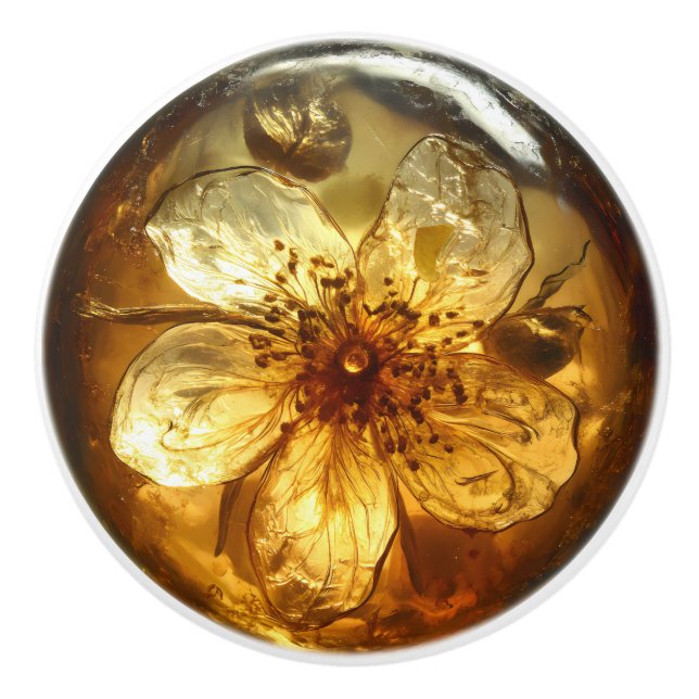 Flower Nature Amber Pattern Ceramic Knob (Front)