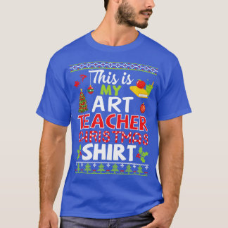 Flower Noel Tree Bell Books This Is My Art Teacher T-Shirt