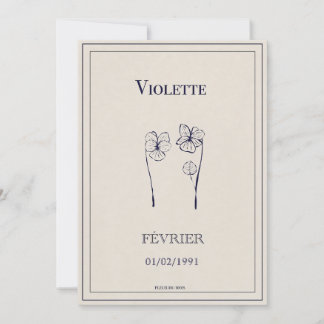 Flower of Birth gift card february violet