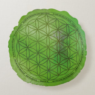 Flower of Green Life Affirmations Positive Round Pillow