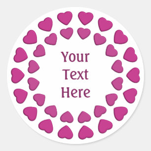 Flower of Hearts stickers, customize Classic Round Sticker