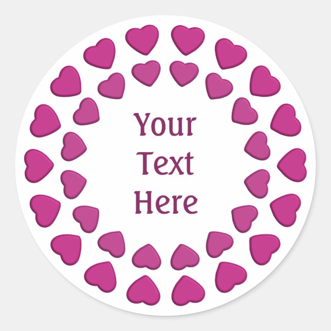 Flower of Hearts stickers, customize Classic Round Sticker (Front)