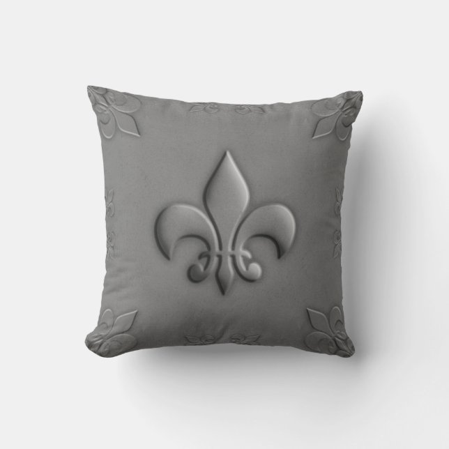 Flower of iles embossed brushed metalic tones  throw pillow (Front)