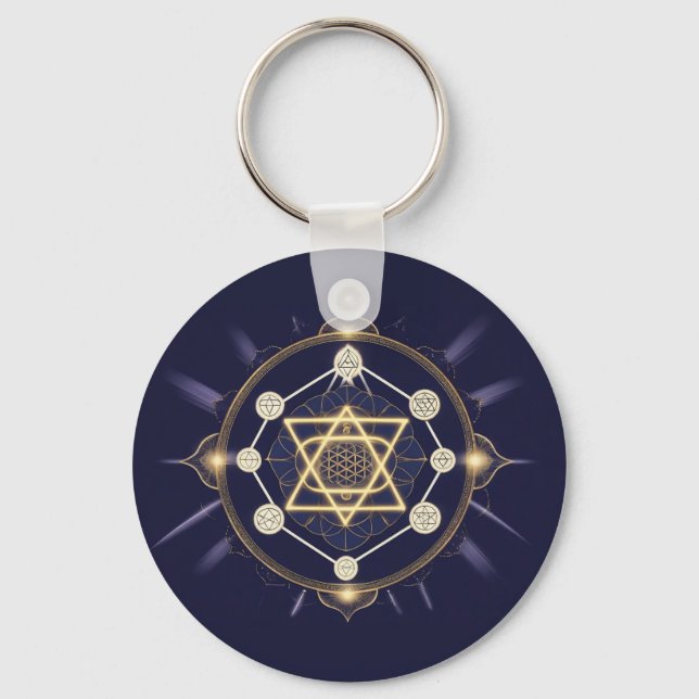 Flower of Infinity — Sacred Geometry Celestial Keychain (Front)